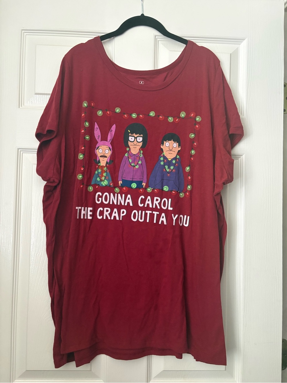 Torrid Sz 4X wine Bob’s Burgers tee “I’m gonna carol the crap outta you”